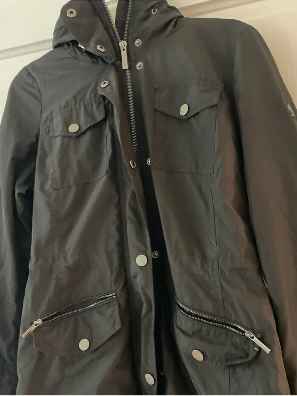 Michael Kors Black Hooded Utility Jacket XS